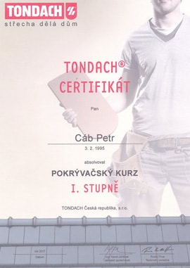 Tondach certifikát