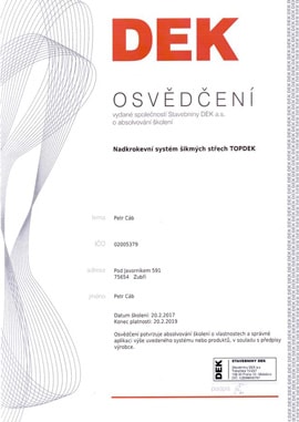 Nadkrokevní systém šikmých střech TOPDEK