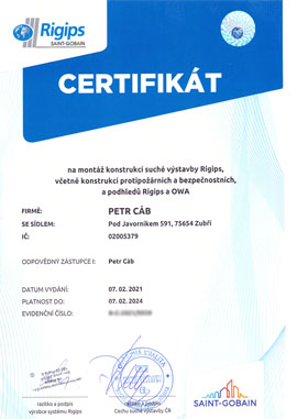 Rigips certifikát